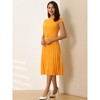 INSPIRE CHIC Women's Mock Neck Cap Sleeve Belted A-Line Midi Pleated Dresses - 3 of 4