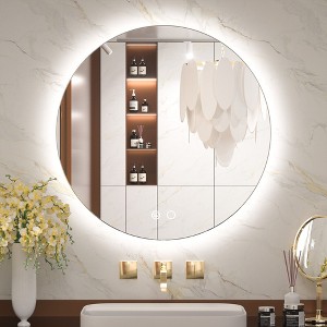 Keonjinn Smart LED Bathroom Vanity Wall Mirror, 3 Color Temperatures Dimmable, Frontlit & Backlit, Dimmable, Acrylic Edge, Anti Fog, Radar Sensor - 1 of 4