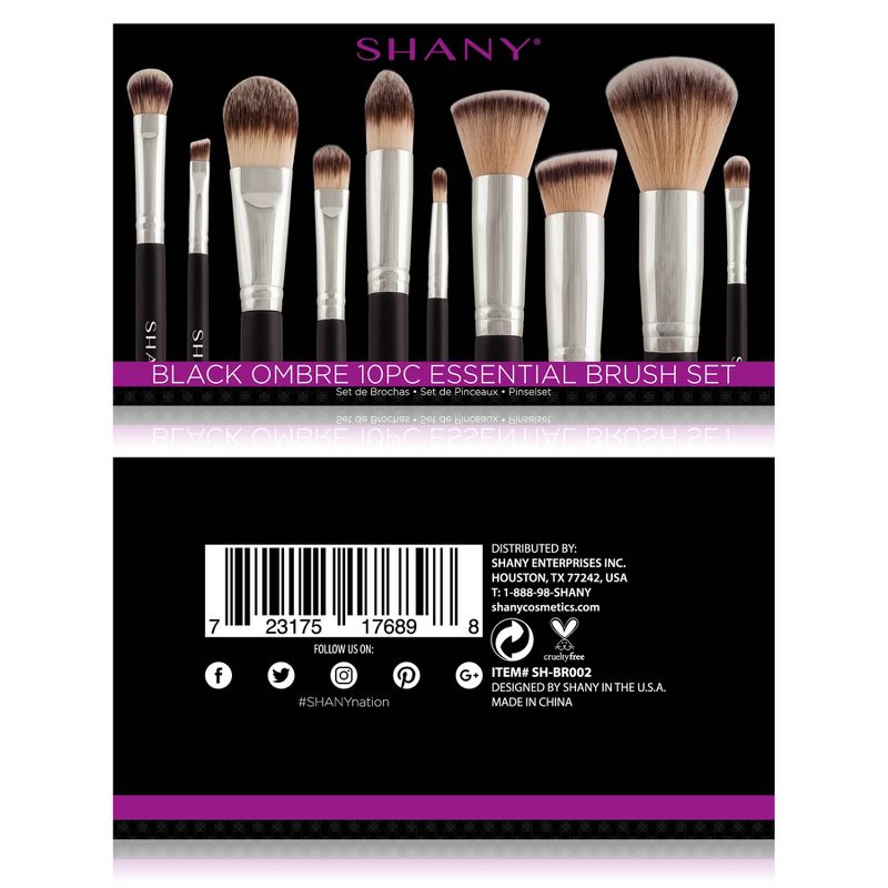 SHANY Black OMBRÉ Pro Essential Makeup Brush Set  - 10 pieces, 3 of 5