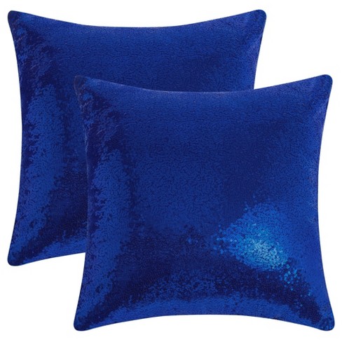 Unique Bargains Home Decor Sequin Square Glitter Decorative Personalized Throw Pillow Covers 2 Pcs Dark Blue 18 X 18 Target