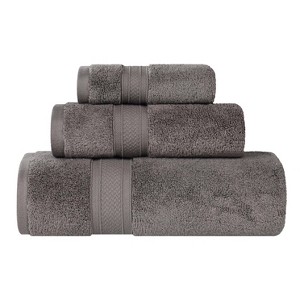 Chevron Zero Twist Cotton Solid and Jacquard Hand Towel Set of 6 by Blue Nile Mills - 1 of 4