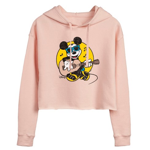 Women s Disney Mickey Friends Cropped Graphic Hoodie Blush Small Target