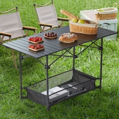 Racxily Folding Camping Table, Roll-up Ultra Compact Outdoor Portable Fold Up Lightweight beach Table, with Large Storage and Carry Bag