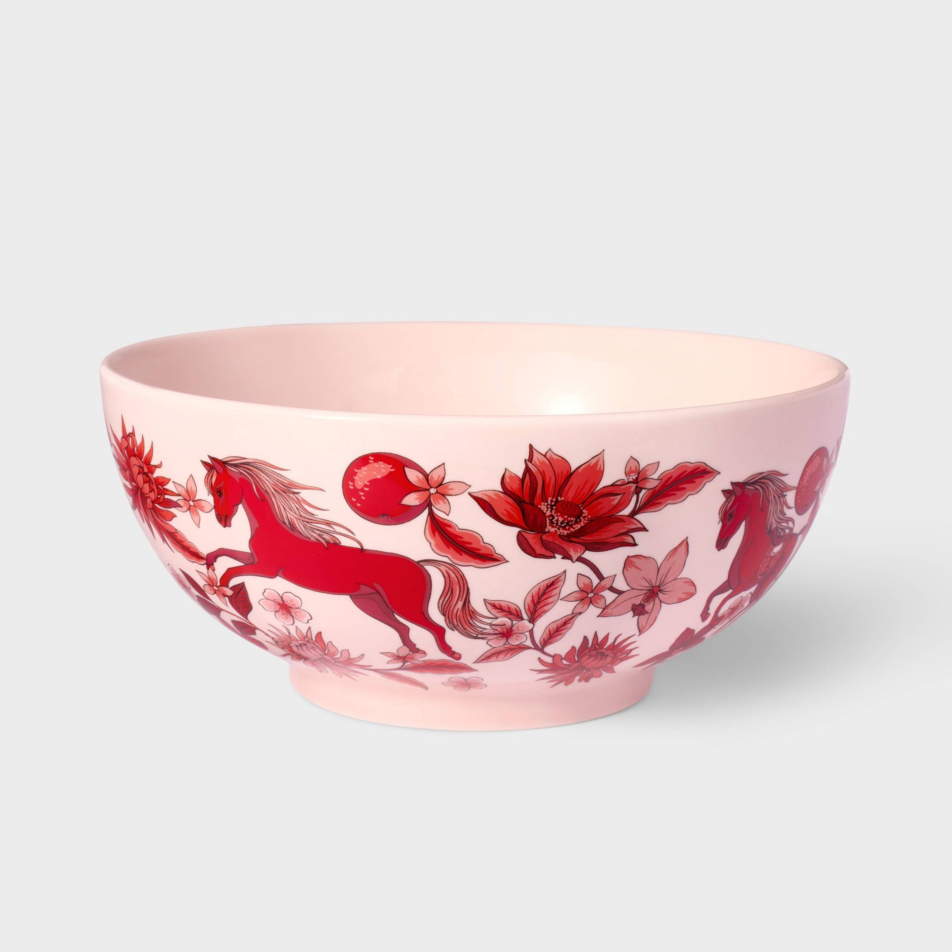 Lunar New Year 34.45 fl oz Ceramic Stoneware Noodle Bowl Off-White/Red