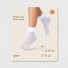 Women's Crochet Heart Sheer Anklet Socks with Lace Ruffle - A New Day™ White 4-10 - 2 of 2