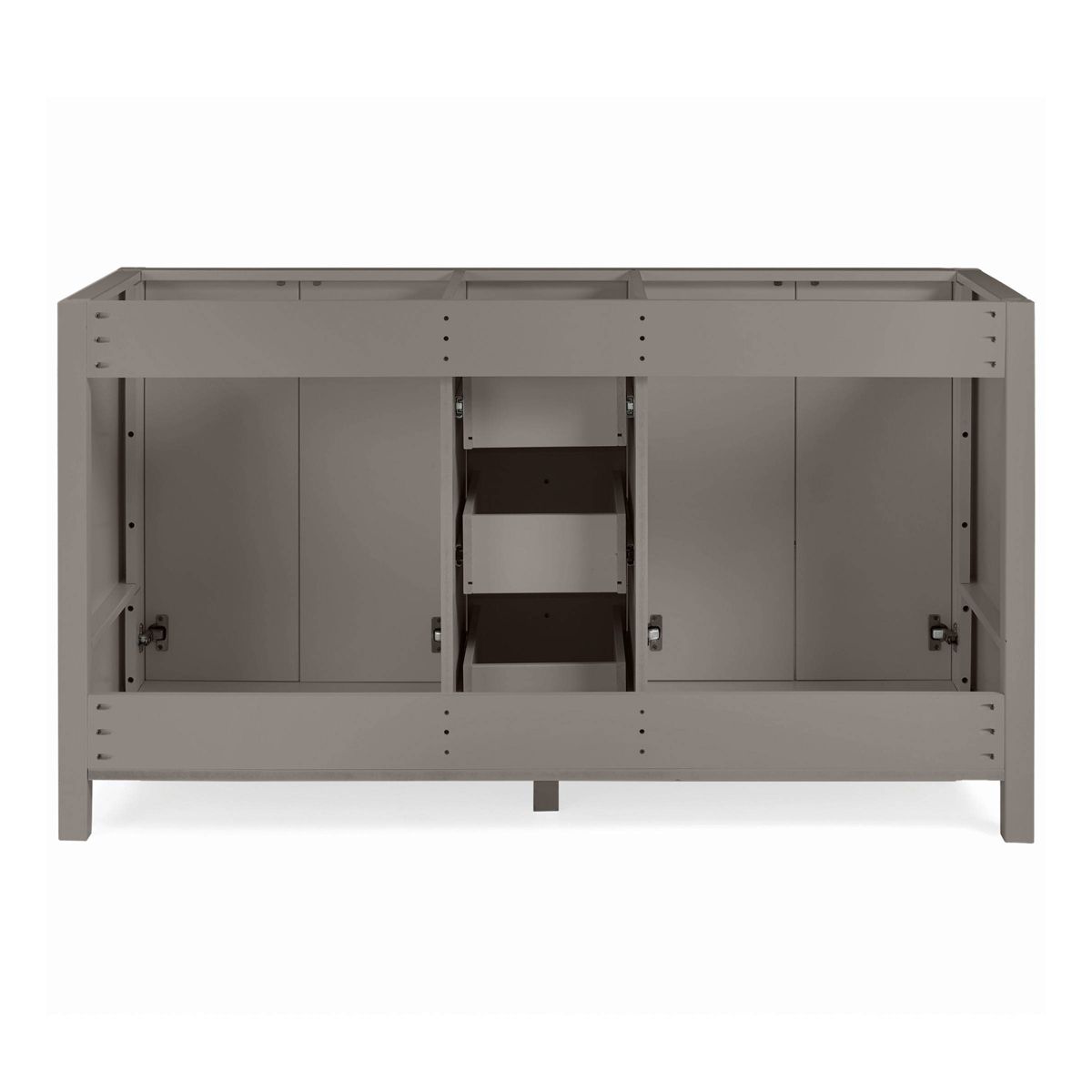 Alaterre Furniture Williamsburg 60 in. Double Sink Bathroom Vanity - Freestanding Cabinet Without Top, Gray - thumbnail 6