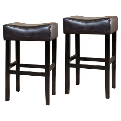 Set of 2 Portman Barstool - Christopher Knight Home: Upholstered, Rubberwood Frame, 30" Height