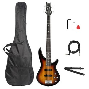 Karl Home GIB 5 String Electric Bass Guitar Full Size SS Pick-up Sunset - 1 of 4