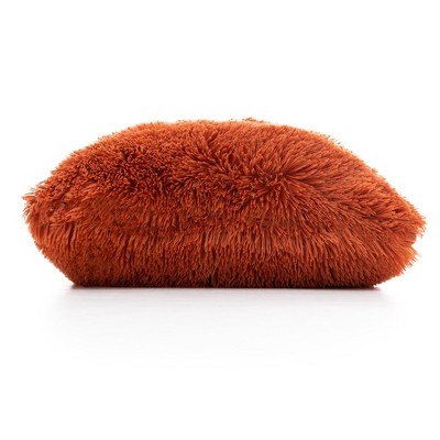 Rust Orange Shaggy Faux Fur Throw Pillows Set of 2