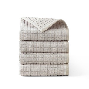 TOWN & COUNTRY EVERYDAY 4-Piece Textured Windowpane Hand Towel Set - 1 of 4