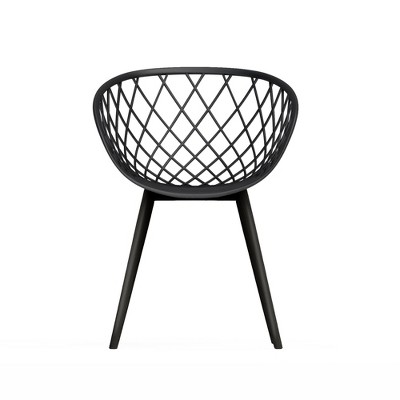 Black Metal and Polypropylene Modern Arm Chair Set