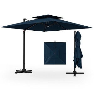 Tangkula Patio 9.5FT Square Cantilever Offset Umbrella Double Vented 360° Heavy Duty - 1 of 4