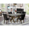 HomeStock 5-Piece Distressed Jacobean Finish Solid Wood Top Dining Table with 4 Parson Chair - 2 of 4