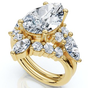 Pompeii3 Certified 2.90Ct Pear Diamond Engagement Ring Set 14k Gold or Pt Lab Created - 1 of 2
