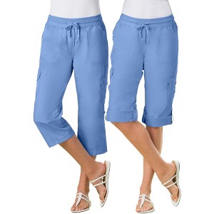 Woman Within Women's Plus Size Petite Convertible Length Cargo Capri/Bermuda - 1 of 4