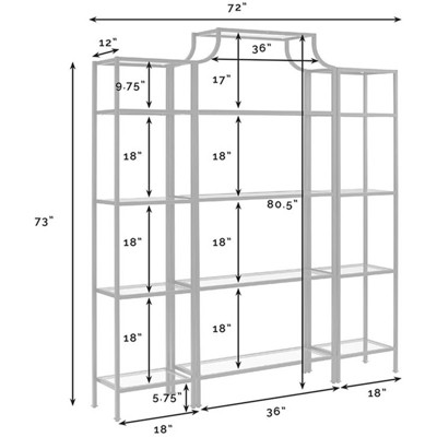 Antique Gold Finish Metal and Glass 3-Piece Etagere Set