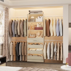 Aheaplus 4-9Ft Closet Organizer with 4 Wooden Drawers and 4 Rods - 1 of 4