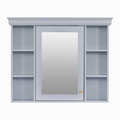 Chery Life 35'' x 28'' Wall Mounted Bathroom Storage Cabinet with Mirror Door, Medicine Cabinet with 6 Open Shelves