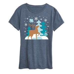 Women's - Instant Message - Scandinavian Winter Deer Short Sleeve Graphic T-Shirt - 1 of 4