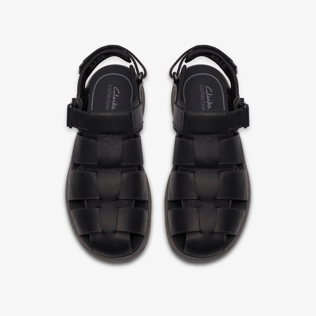 Clarks Mens Guideview Cove Black Leather Sandals - thumbnail 6