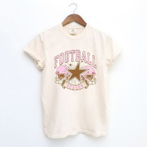 Simply Sage Market Women's Football Season Pink Helmet Short Sleeve Garment Dyed Tee - 1 of 4