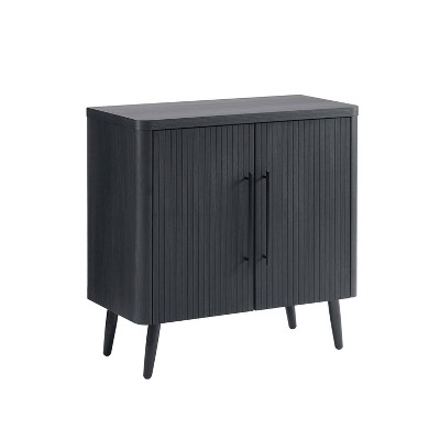 Charcoal Grey Mid-Century Modern Accent Cabinet with Adjustable Shelving