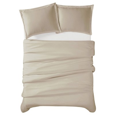 Khaki Full/Queen Microfiber Duvet Cover Set with Shams
