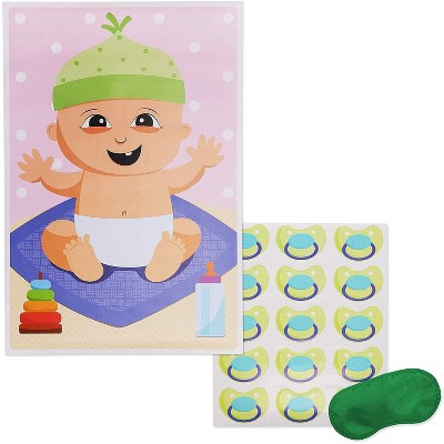 Juvale Pin The Pacifier On The Baby Party Shower Game, 16.5 x 24.5 Inches
