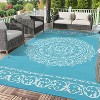 Acekool Outdoor Plastic Area Rug, Weather-Resistant, Easy Clean, Foldable Non Slip Base, Compass, Gray Blue White, Multiple Sizes - 2 of 4