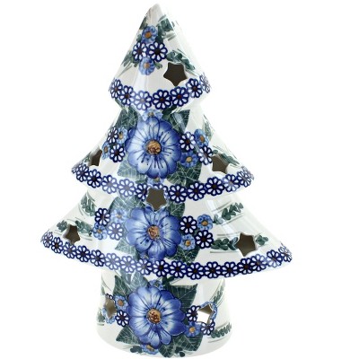 Blue Rose Polish Pottery Clementine Medium Christmas Tree Luminary