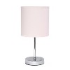 11.81" Traditional Petite Metal Stick Bedside Table Desk Lamp in Chrome with Fabric Shade - Creekwood Home - 3 of 4