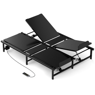 Electric Ergonomic Adjustable Bed Frame Queen Size, Independent Head and Foot Incline, Wired Remote Control with Quiet Motor,Black