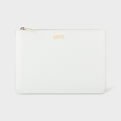white leather clutch purse
