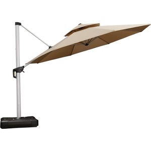 PURPLE LEAF 13 Feet Patio Umbrella Outdoor Round Double-Top Aluminum Umbrella Cantilever Patio Umbrella for Garden Deck Pool Patio - 1 of 4