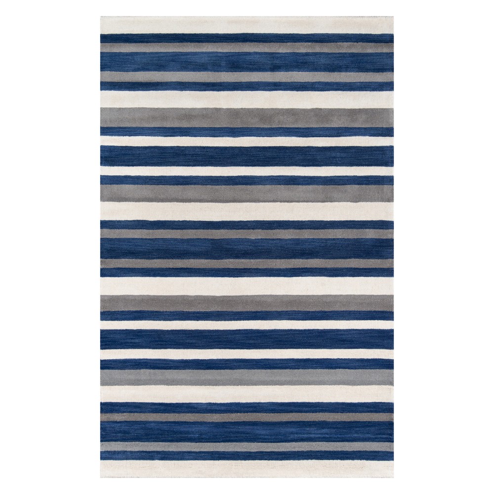 2'3inx3'9in Stripe Tufted Accent Rug Navy - Momeni