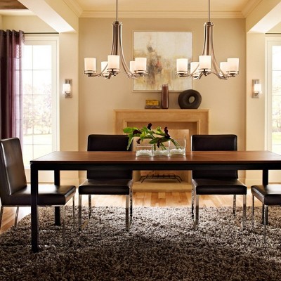 Hendrik 21.5" 5-Light Brushed Nickel Chandelier with Satin Etched Glass