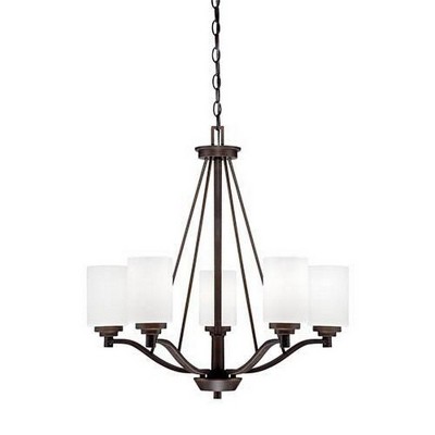 Durham Rubbed Bronze 5-Light Chandelier with Glass Shades