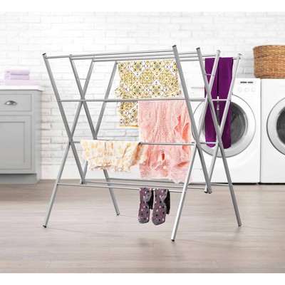 Oversized Silver Metal Folding Drying Rack