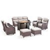 Buenhomino 8 Pieces Patio Furniture Sets with Fire Pit Table, Wicker Outdoor Conversation Sets with 4 Swivel Rocker Chairs, 3-seat Sofa and Ottomans - 2 of 4