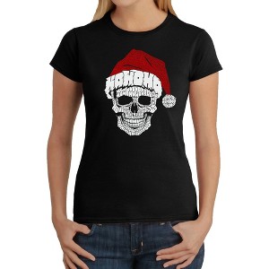 LA Pop Art Santa Skull - Women's Word Art T-Shirt - 1 of 4