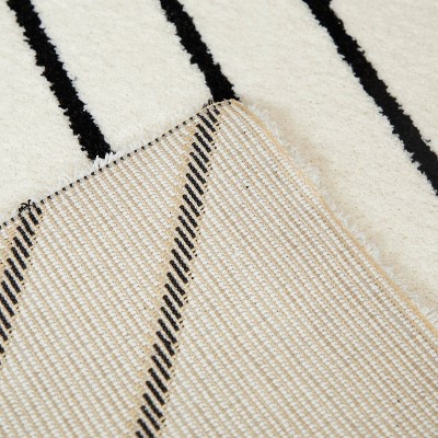 Luxurious White Synthetic 5' x 7' Easy-Care Geometric Rug
