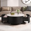 29.5" Modern Round Coffee Table with Storage Drawers and Hidden Casters, Sintered Stone Top Center Table for Living Room - Panipeachy - 2 of 4