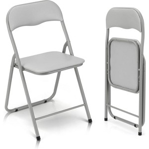 Folding Chairs with Cushion, Outdoor & Indoor Event Portable Metal Folding Chairs with Non-Slip Feet Pads Stackable Chairs - 1 of 4