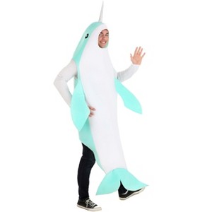 HalloweenCostumes.com Large/X Large   Adult Blue Nifty Narwhal Costume | Sea Creature Costumes, White/Gray/Green - 1 of 2