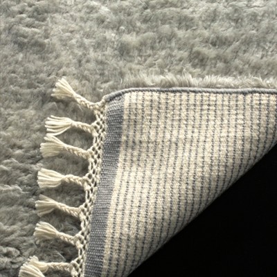 Luxurious Hand-Tufted New Zealand Wool 5' x 8' Gray Shag Rug