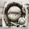 Lomsoe Vintage Baseball Theme Print Flannel Blanket - All Seasons Soft and Warm Throw Blanket for Bed, Napping, Camping, Travel, Office - 2 of 4