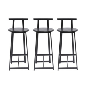 ChicFurnit Dining Chairs 3 PCS High Bar Stools Back Armless Dining Chairs for Kitchen Island, Black, 13.78"*15.55"*34.25" - 1 of 4