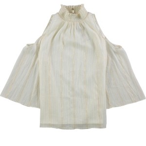 Rachel Zoe Womens Metallic Bell Sleeve Cold Shoulder Blouse - 1 of 1