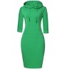 Women's Casual Long Sweatshirts 3/4 Sleeve Hooded Bodycon Dress with Kangaroo Pocket - 3 of 4
