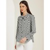 Allegra K Women's Print Tie Neck Puff Long Sleeve Elegant Casual Work Shirts - 4 of 4